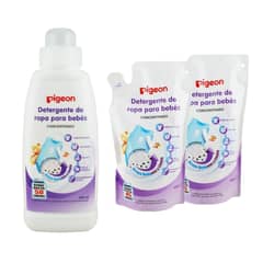 PIGEON - Detergente Ropa Bebe 500ml + 2 Recargas 450ml