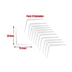 OEM - Escuadra Blanca Para Estante / Repisa De 20 X 15 Cms Pack 12 Uni