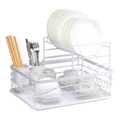 SIMPLIT - Secaplatos Escurridor 2 Niveles Acero Inox Blanco