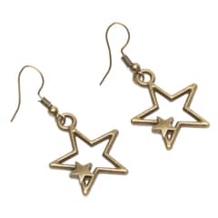 DDETALLES - Aros Mujer Dorados Estrellas Colgantes Par