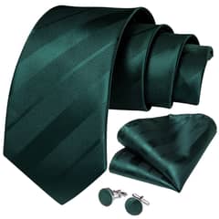 SONEC - Corbata verde hombre paño y colleras Emerald