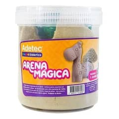 ADETEC - Arena Mágica 450 g+ 6 Moldes Animalitos Color Natural