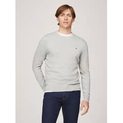 TOMMY HILFIGER - Sweater Básico Signature C-Neck Gris