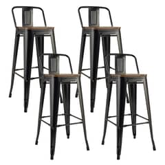 NOVAHUS - Pack 4 Pisos De Bar Tolix Asiento de Madera Negro