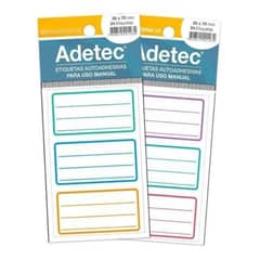 ADETEC - 120 Etiquetas Para Cuadernos Escolar Mix Tricolores 35x70mm