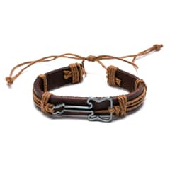 MILLAM - Pulsera de Cuero con Dije de Guitarra Ajustable
