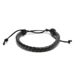 MILLAM - Pulsera De Hombre De Cuero Trenzado Negro
