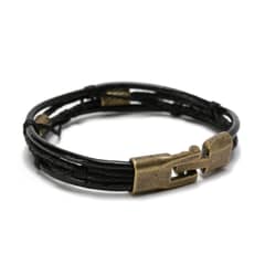 MILLAM - Pulsera Cuero Cobre Modelo Vintage Negro