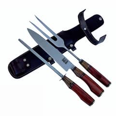 AL FILO DEL GAUCHO - Juego Parrillero Trinchar Madera Artesanal