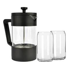 SIMPLIT - Pack Cafetera Francesa 600ml + Set 2 Vasos 550ml