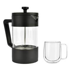 SIMPLIT - Pack Cafetera Francesa 600ml +Taza Doble Pared 300ml