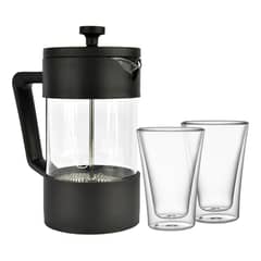 SIMPLIT - Pack Cafetera Francesa 600ml + Set 2 Vasos 400 ml
