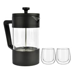 SIMPLIT - Pack Cafetera Francesa 600ml + Set 2 Tazas 80ml