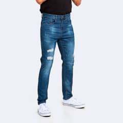 IDEM - Jeans Hombre Skinny Azul Focalizado Con Destroyer Pintado