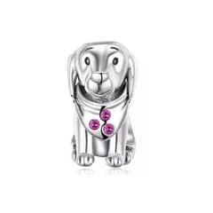 SILVER HEART - Charm Perro con Pañuelo en Plata Fina 925