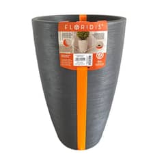 FLORIDIS - MACETERO GRAFITO AMSTERDAM 65 CM ALTO CON PLATO