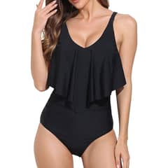 HIPSY - Traje De Baño Mujer Entero Negro Top En Punta