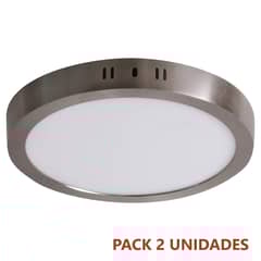 DRL LIGHTING - Pack 2 Panel LED 12 W Sobrepuesto Redondo Luz Neutra