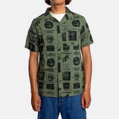 RVCA - Camisa M/C Hombre Recon Collage Verde