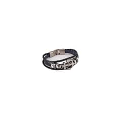 ROYAL - Pulsera Unisex Hombre Mujer Cuero Ancla Plateada Elegante