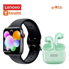 LENOVO - Audífonos LP40 Pro Tws-Verde y Toumi watch S9 Pro -Negro