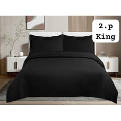 GENERICO - Cobertor de verano tipo Quilt con fundas - 2 Plazas Negro