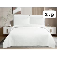 GENERICO - Cobertor de verano tipo Quilt con fundas - 2 Plazas Blanco