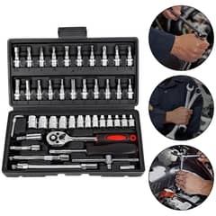 AIZO - Juego Caja Set Dados Herramientas Mecánicas 46 Piezas