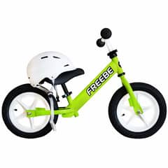 FREEBE - Bicicleta Verde + Casco aprendizaje sin Pedales niños