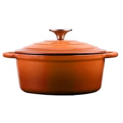 IMAHE - OLLA HIERRO FUNDIDO REDONDA NARANJA 24x12 cm