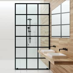 DELL ORTO - Shower door vidrio templado con impresión digital 90x190 herraje negro