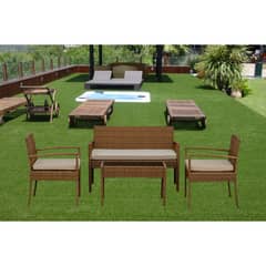 SM - Juego de Living Terraza Patio Doral Beige 4 Personas Símil Ratán