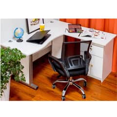 SM - Escritorio en L Ejecutivo 135 cm Blanco con cajones bajo llave