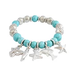 DDETALLES - Pulseras Mujer Piedra Howlita Turquesa con Dijes Animales
