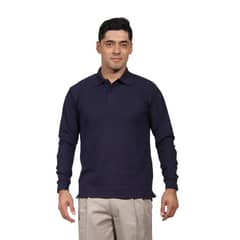90 GRADOS - Polera Pique Hombre Manga Larga Azul Marino