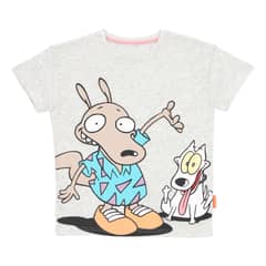 NICKELODEON - Polera Manga Corta Rockos Gris Melange