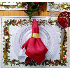 MI DECO HOME CADA DETALLE IMPORTA - SET 6 MANTEL INDIVIDUAL RECTANGULAR NAVIDAD