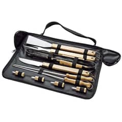 MONNO - Set de 10 herramientas para asados con bolso tela