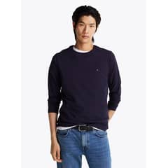 TOMMY HILFIGER - Polera Básica Slim Fit Organic Cotton Azul