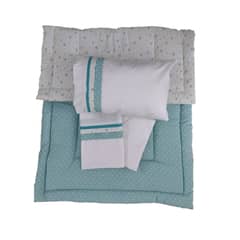 GENERICO - Set cuna Colecho 90x55 cm - Verde estrella luna y Puntos Blancos