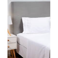 CASATUA - Sabana 1800 Hotel Ultra Suave Funda Bordada - Blanco - 1,5 plazas