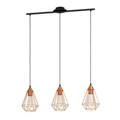 EGLO - Lámpara Colgante Tarbes Negro Cobre L790 H1100 3x60W E27 Cod 94195