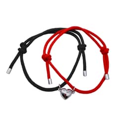 MILLAM - Pulsera para Parejas Rojo y Negro con Imán Corazón