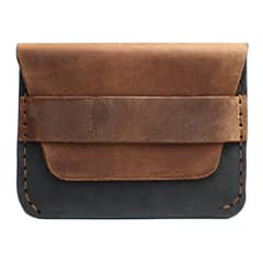 MILLAM - Tarjetero Monedero de Cuero Natural Café y Negro Unisex