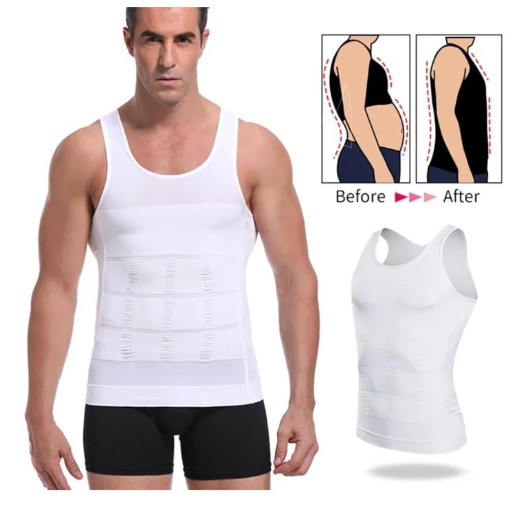 Faja Polera Reductora Camiseta Reductora Hombre Compresion Negro 2XL
