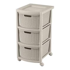 RIMAX - Cajonera Plastica Tejida 3 cajones Taupe 39x33x66 cm
