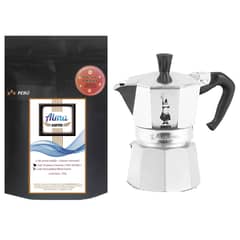 CAFE - Cafetera Moka 3 Tazas Bialetti + Café Especialidad Perú