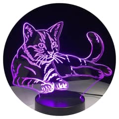 3DILUTION - Lámpara de Mesa 3d Gatito Base Negra