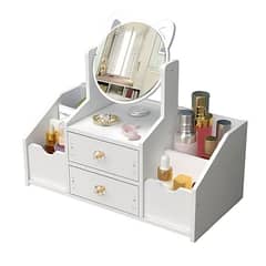 CRUSEC - Cajón Con Espejo Y Repisa Organizadora De Joyero Cosméticos Blanco