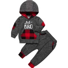 ANGO - Conjunto Bebé Poleron Pantalón Rojo Cuadrille Rojo